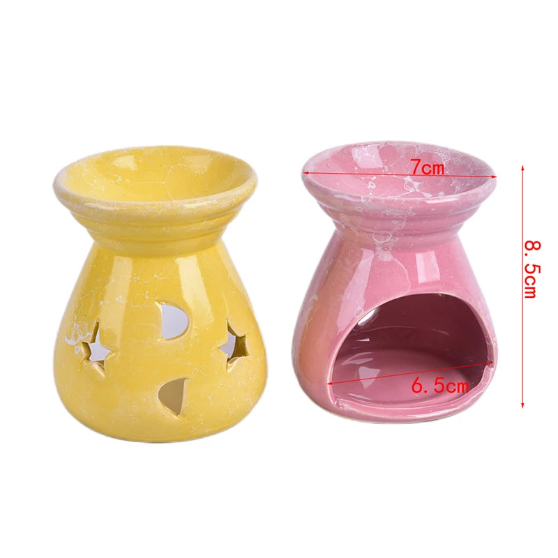 Ceramic Essential Oil Lamps Hollow Stars Moon Pattern Simple Essential Oil Fragrance Tea Light Candle Holder