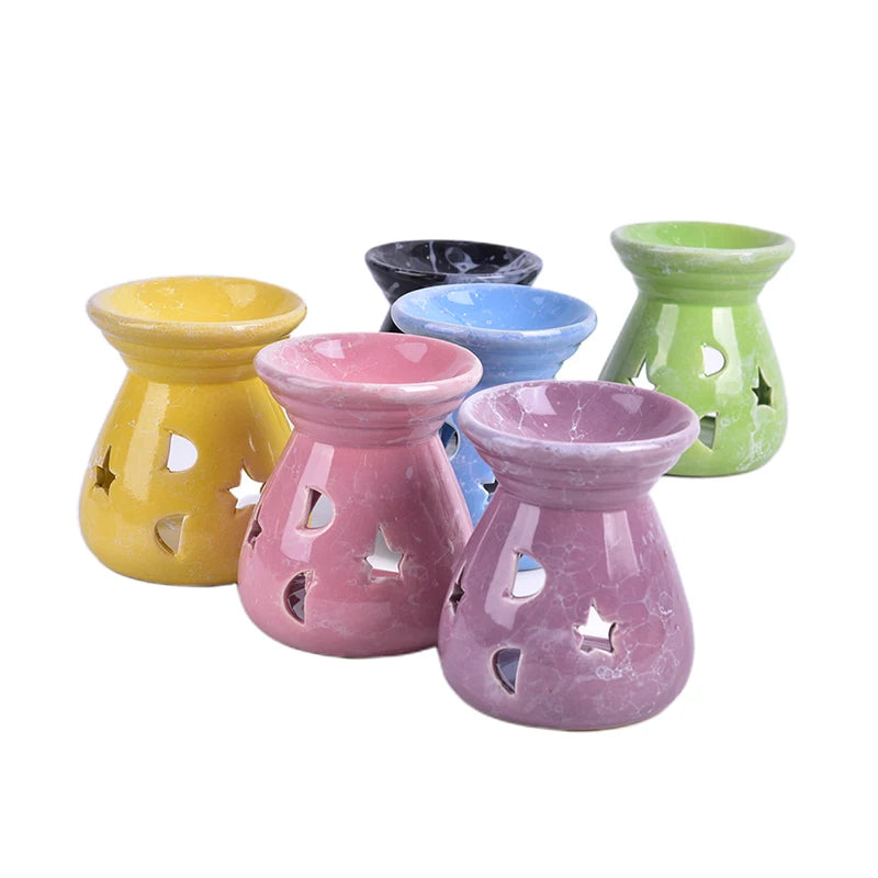 Ceramic Essential Oil Lamps Hollow Stars Moon Pattern Simple Essential Oil Fragrance Tea Light Candle Holder