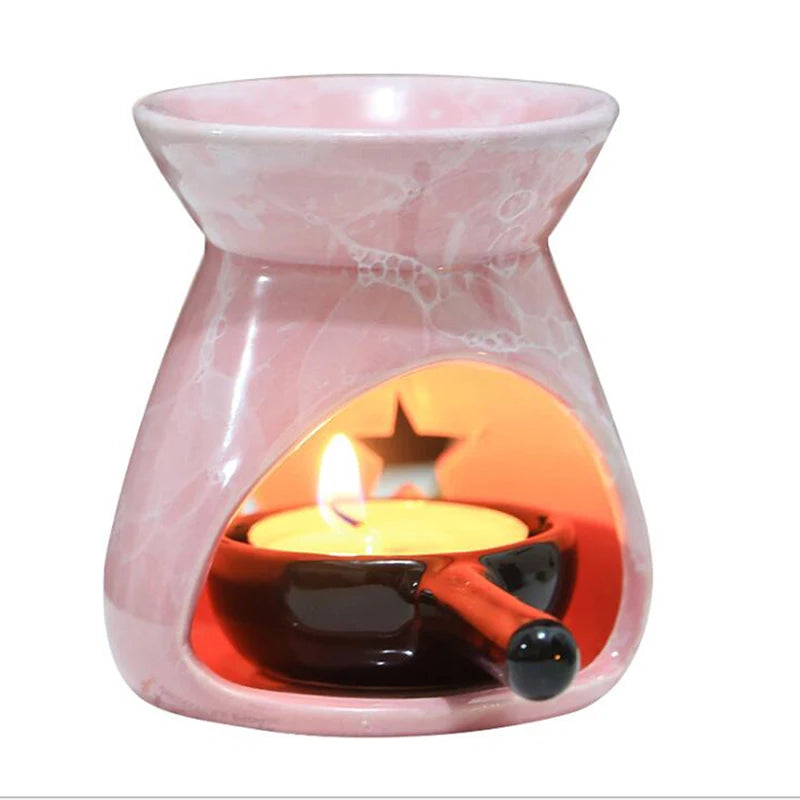 Ceramic Essential Oil Lamps Hollow Stars Moon Pattern Simple Essential Oil Fragrance Tea Light Candle Holder