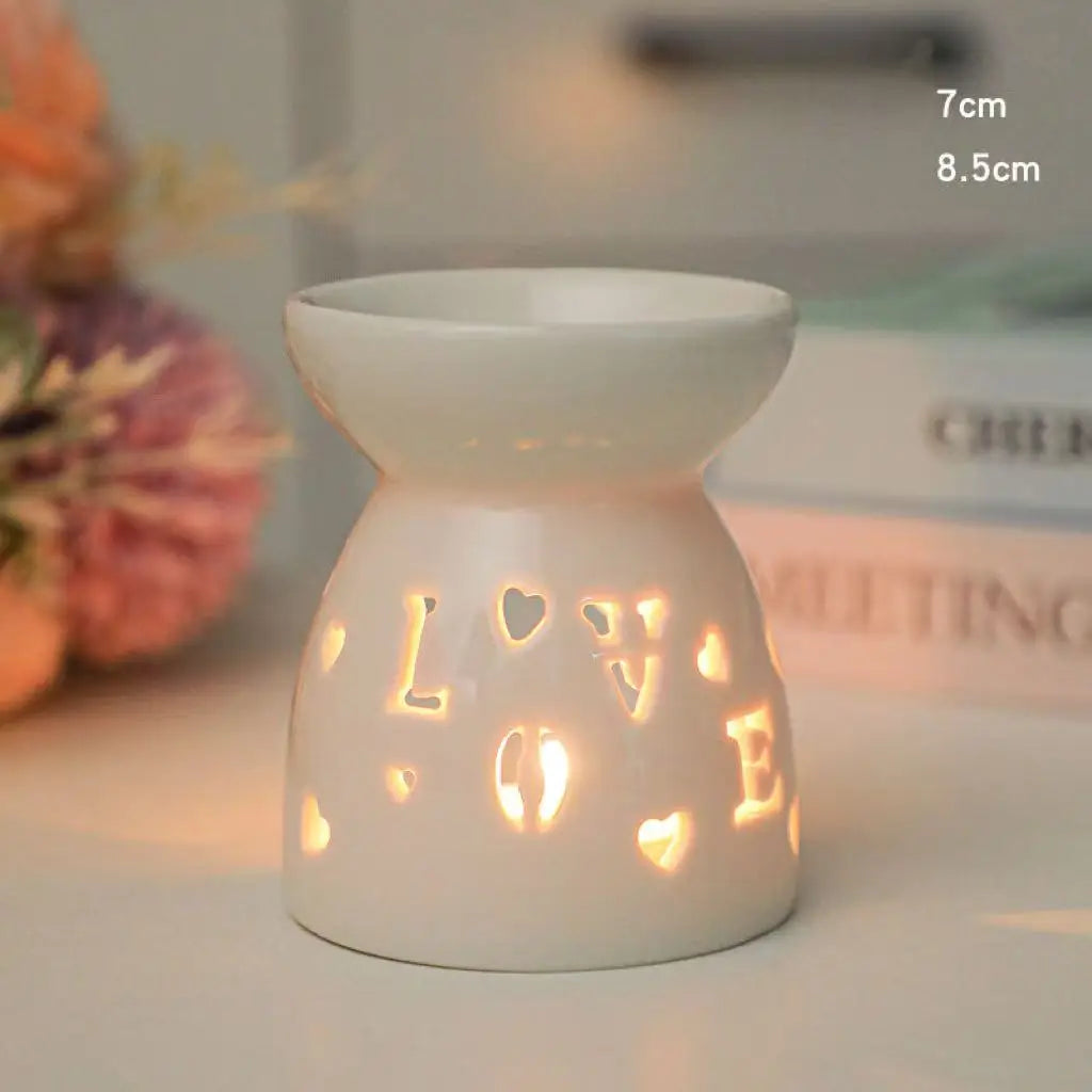 Ceramic Tealight Oil Burner, Hollow Out Aromatherapy Wax Melt Warmer, Candle Holder for Home Decor, Spa, Yoga, Gift