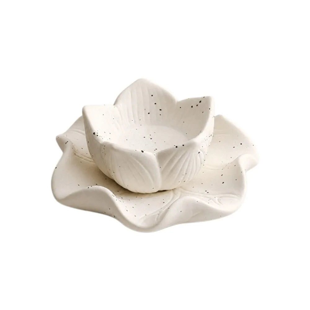 Ceramic Lotus Candle Holder Meditation Decorative Flower Candlestick Artistic Vintage Zen Style Candle Cup Indoor Use
