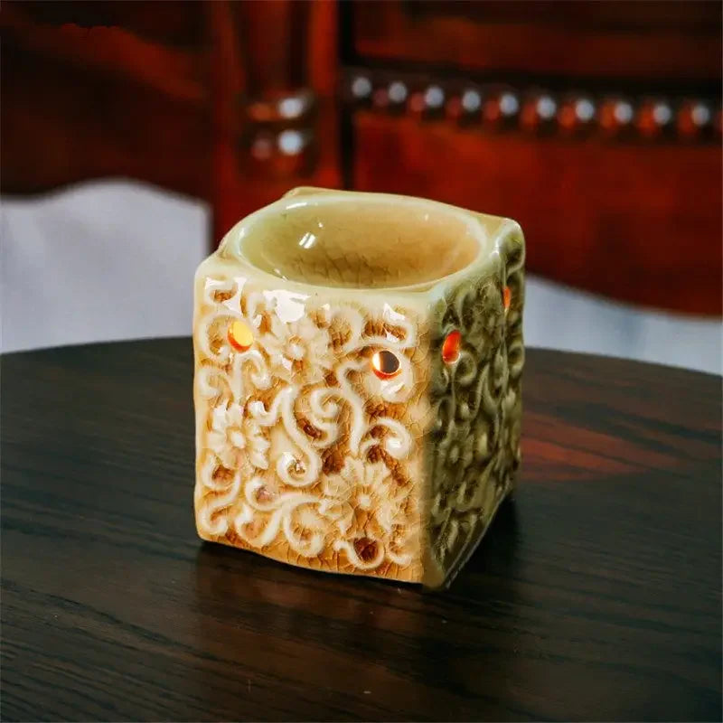 Creative Retro Crack Glaze Ceramic  Essential Oil Lamps Aroma Burner for Home Dinner Decor Aromatherapy Smell Removing Censer
