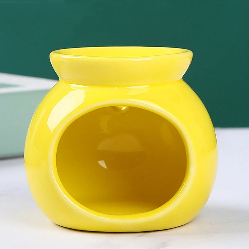 Porcelain Aroma Burner Essential Oil Furance Mini Candle Holder Solid Color Ceramic Crafts Fragrance Item Living Room Home Decor