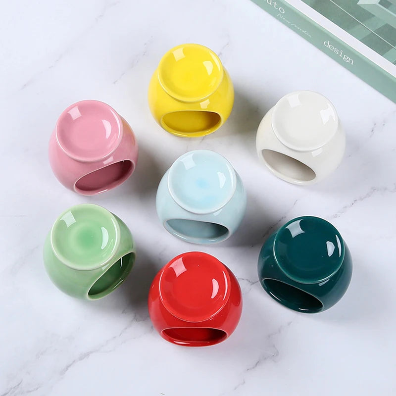Porcelain Aroma Burner Essential Oil Furance Mini Candle Holder Solid Color Ceramic Crafts Fragrance Item Living Room Home Decor