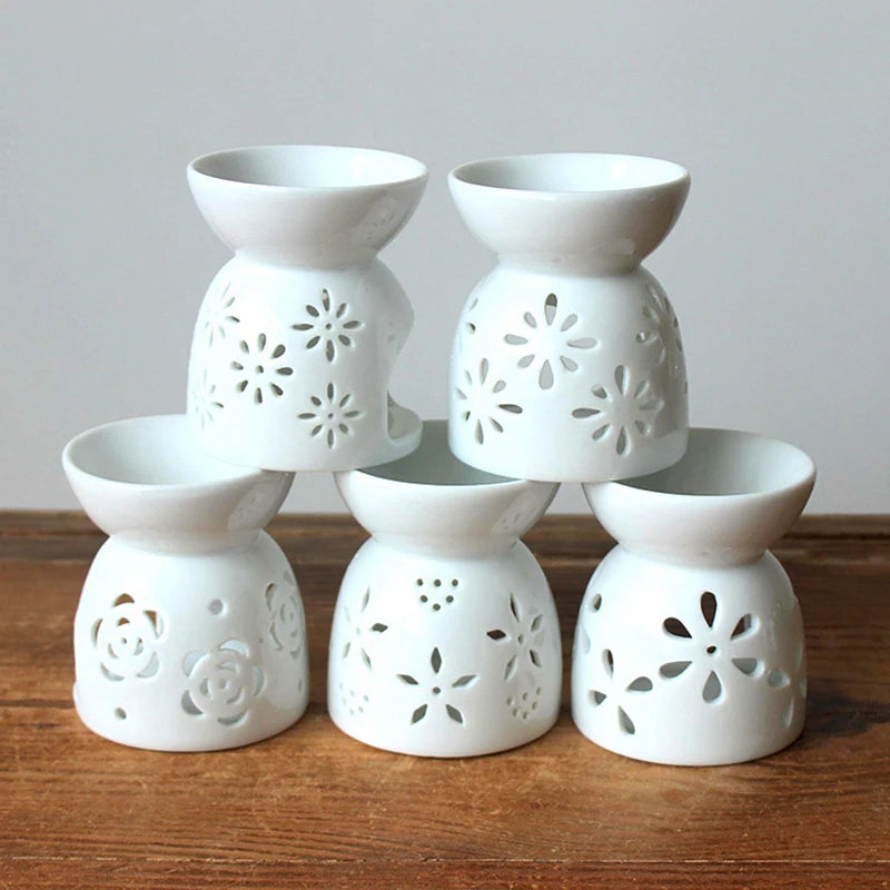 Porcelain Aroma Burner Essential Oil Furnace Mini Candle Holder Solid Color Ceramic Crafts Aromatherapy Diffuser Home Decor