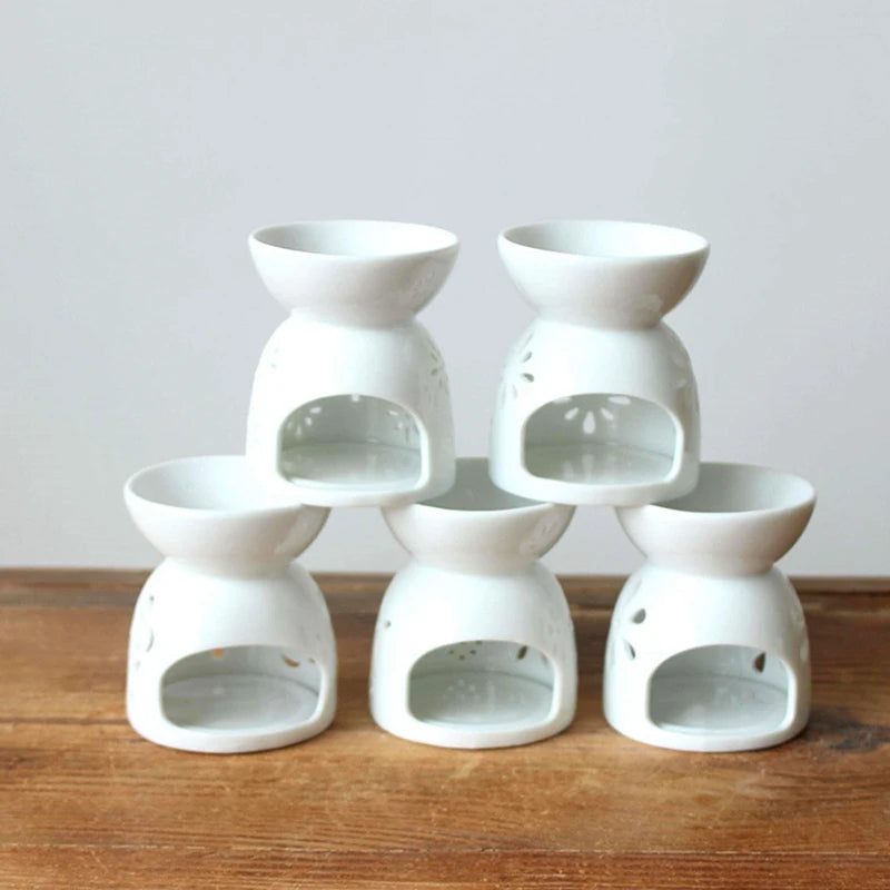 Porcelain Aroma Burner Essential Oil Furnace Mini Candle Holder Solid Color Ceramic Crafts Aromatherapy Diffuser Home Decor