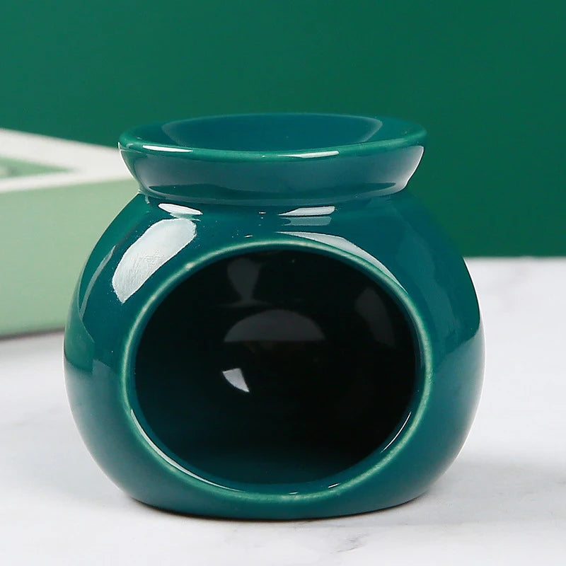 Porcelain Aroma Burner Essential Oil Furance Mini Candle Holder Solid Color Ceramic Crafts Fragrance Item Living Room Home Decor