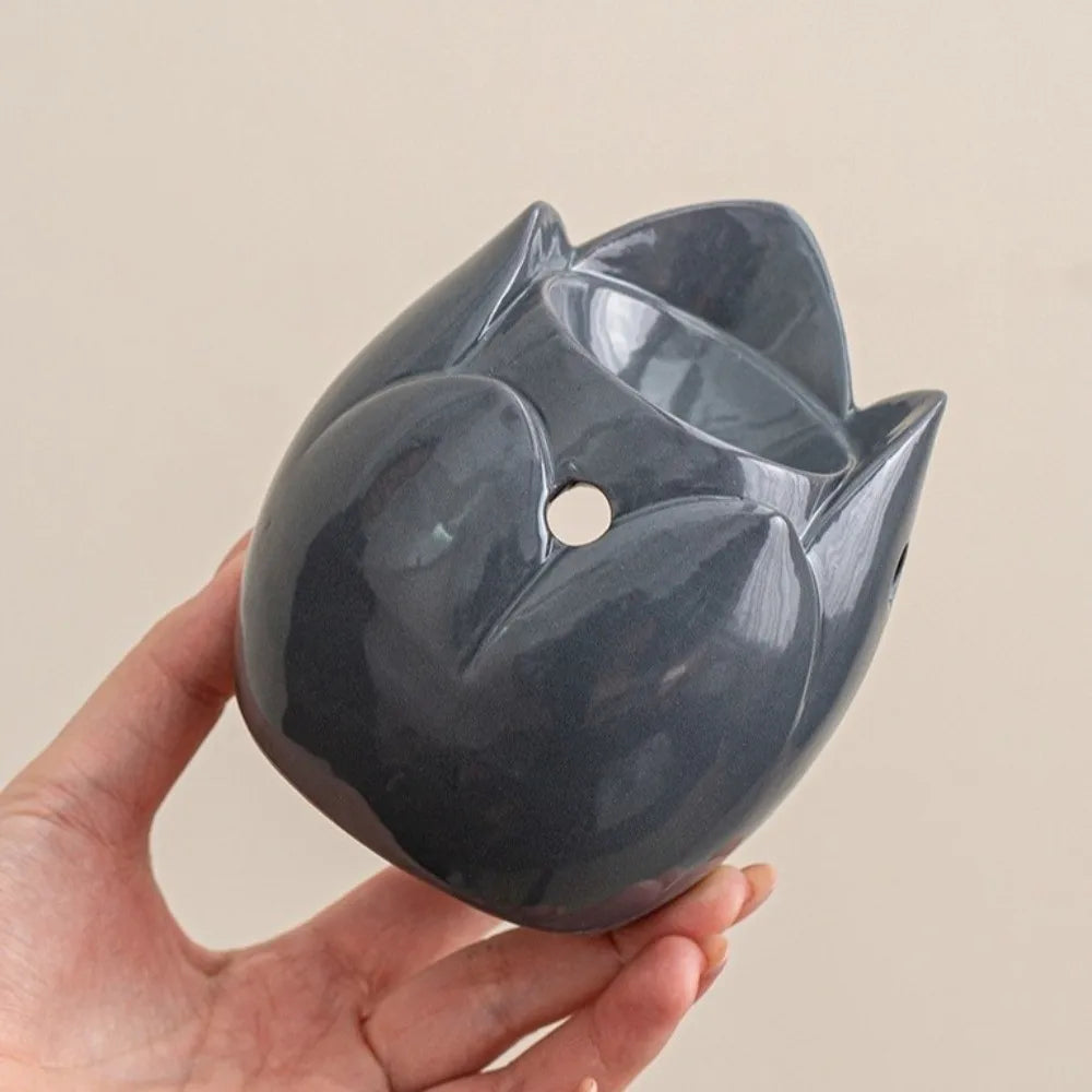 Ceramic Incense Burner Heat-resistant Cartoon Animal Essential Oil Burner Hollow Out Candle Heating Holder Home Office Decor