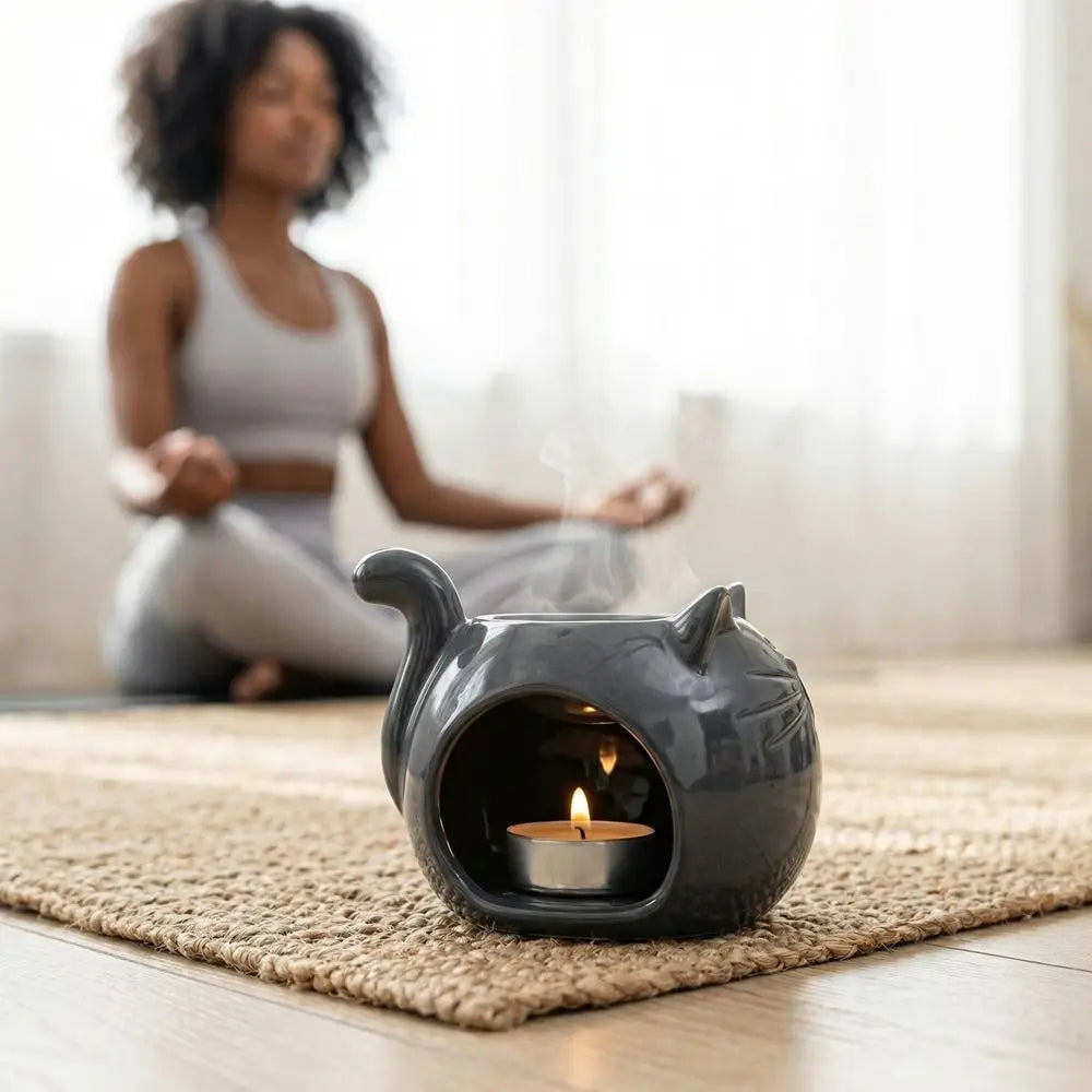 Ceramic Incense Burner Heat-resistant Cartoon Animal Essential Oil Burner Hollow Out Candle Heating Holder Home Office Decor