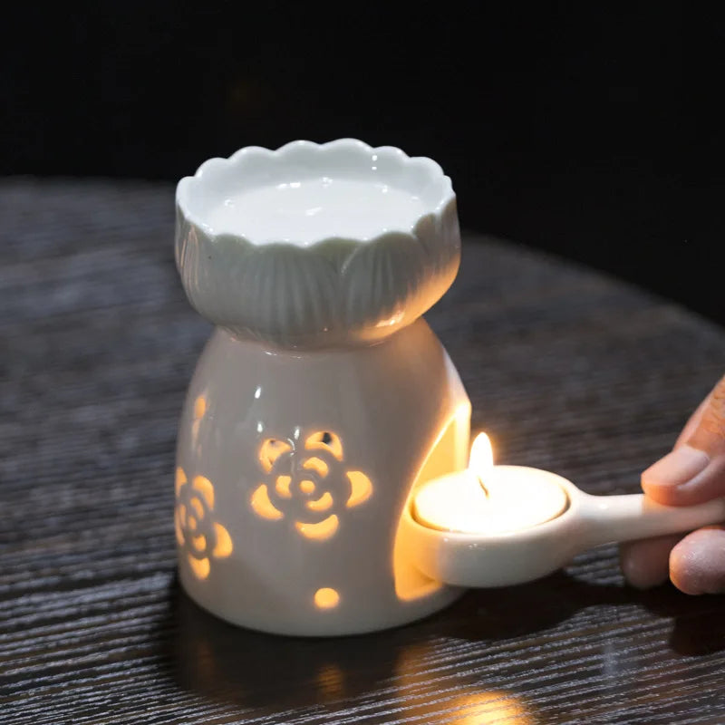 1x Ceramics Candle Incense Holder Wax Melt Essential Oil Burner Reed Diffuser Tray for Candles Heating Home Decor Candlestick