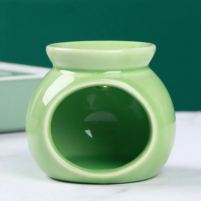 Porcelain Aroma Burner Essential Oil Furance Mini Candle Holder Solid Color Ceramic Crafts Fragrance Item Living Room Home Decor