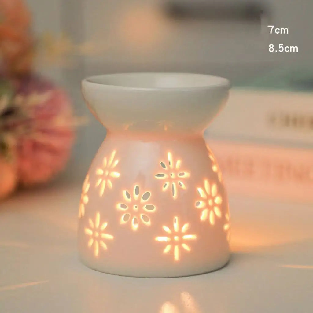 Ceramic Tealight Oil Burner, Hollow Out Aromatherapy Wax Melt Warmer, Candle Holder for Home Decor, Spa, Yoga, Gift