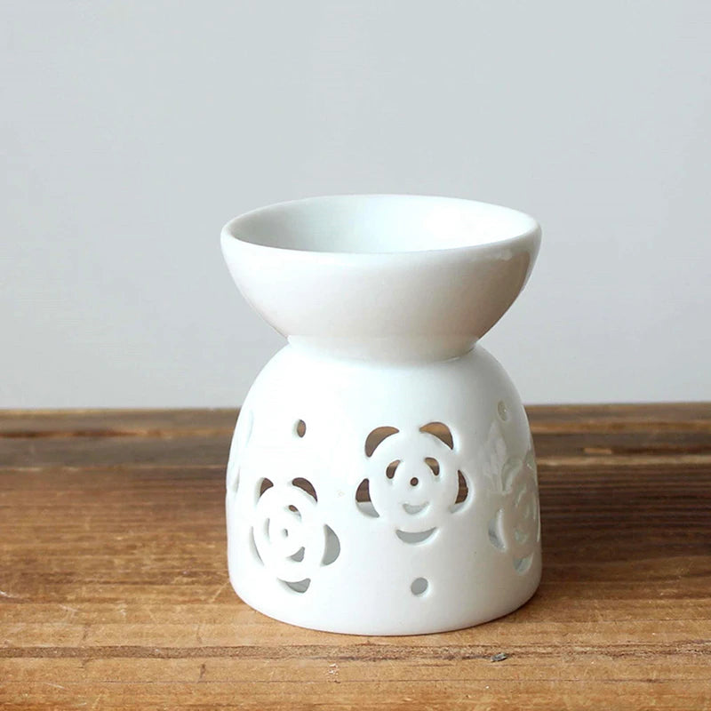 Porcelain Aroma Burner Essential Oil Furnace Mini Candle Holder Solid Color Ceramic Crafts Aromatherapy Diffuser Home Decor