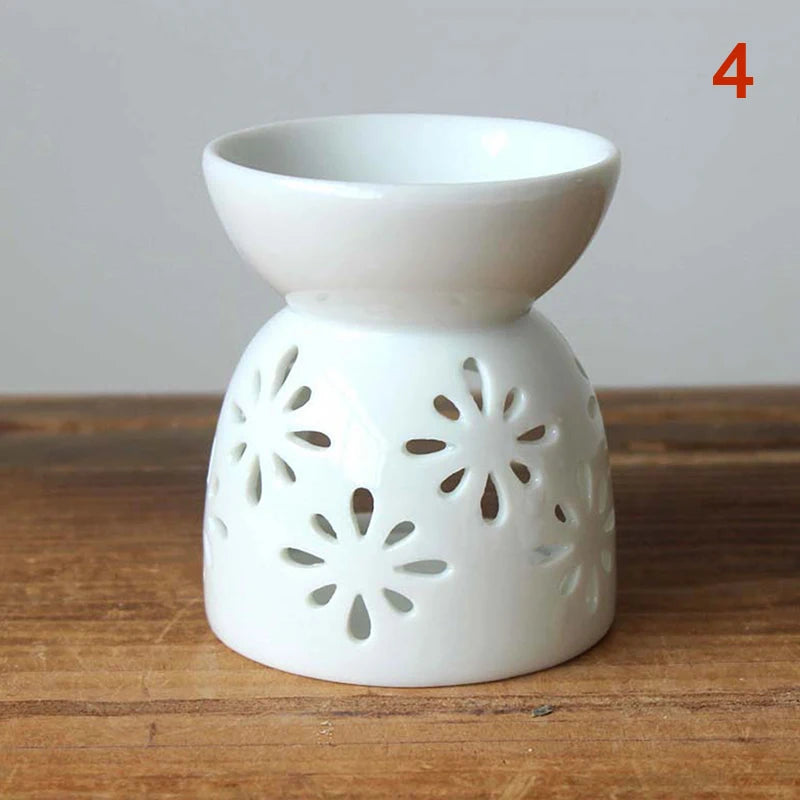 Porcelain Aroma Burner Essential Oil Furnace Mini Candle Holder Solid Color Ceramic Crafts Aromatherapy Diffuser Home Decor