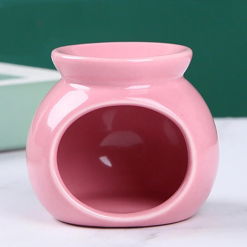 Porcelain Aroma Burner Essential Oil Furance Mini Candle Holder Solid Color Ceramic Crafts Fragrance Item Living Room Home Decor