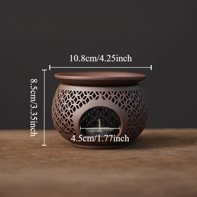 Ceramic Carved Incense Burner Indoor Aromatherapy Diffuser Essential Oil Burning Scent Spreader Can Be Used as Incense Powder B