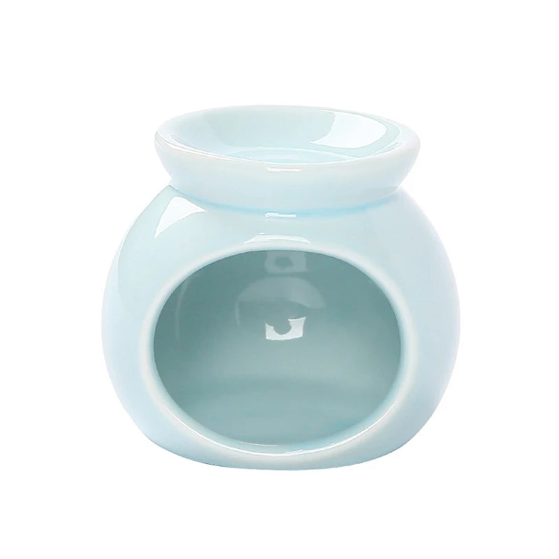 Porcelain Aroma Burner Essential Oil Furance Mini Candle Holder Solid Color Ceramic Crafts Fragrance Item Living Room Home Decor