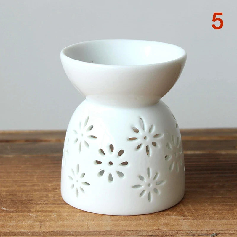 Porcelain Aroma Burner Essential Oil Furnace Mini Candle Holder Solid Color Ceramic Crafts Aromatherapy Diffuser Home Decor