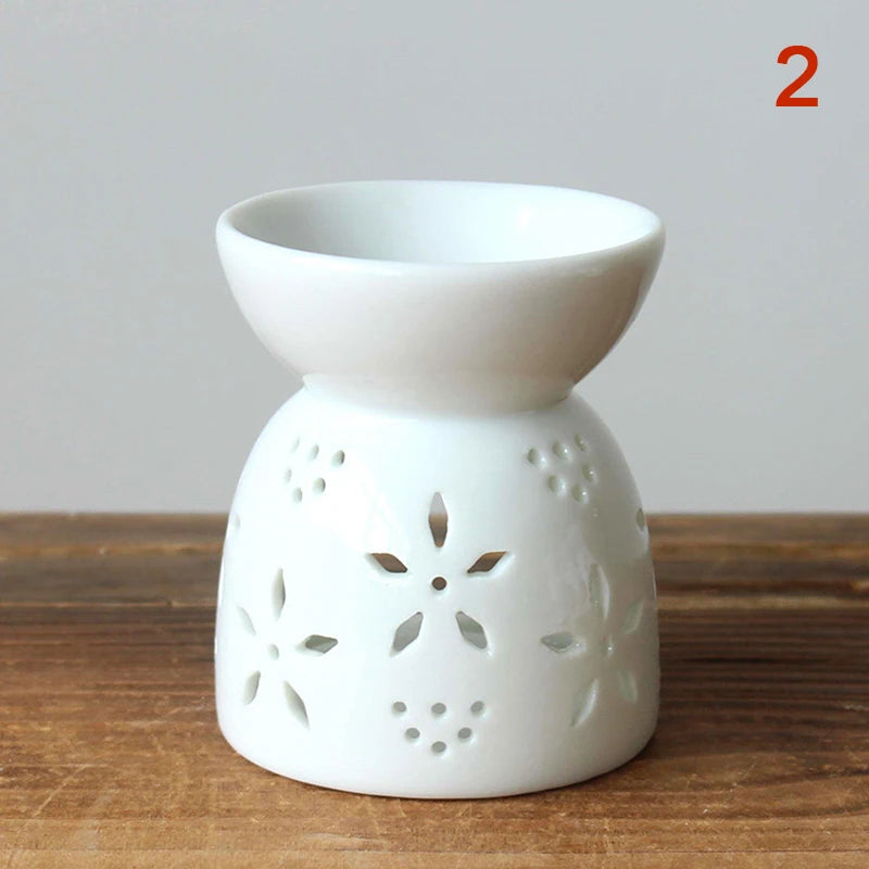Porcelain Aroma Burner Essential Oil Furnace Mini Candle Holder Solid Color Ceramic Crafts Aromatherapy Diffuser Home Decor