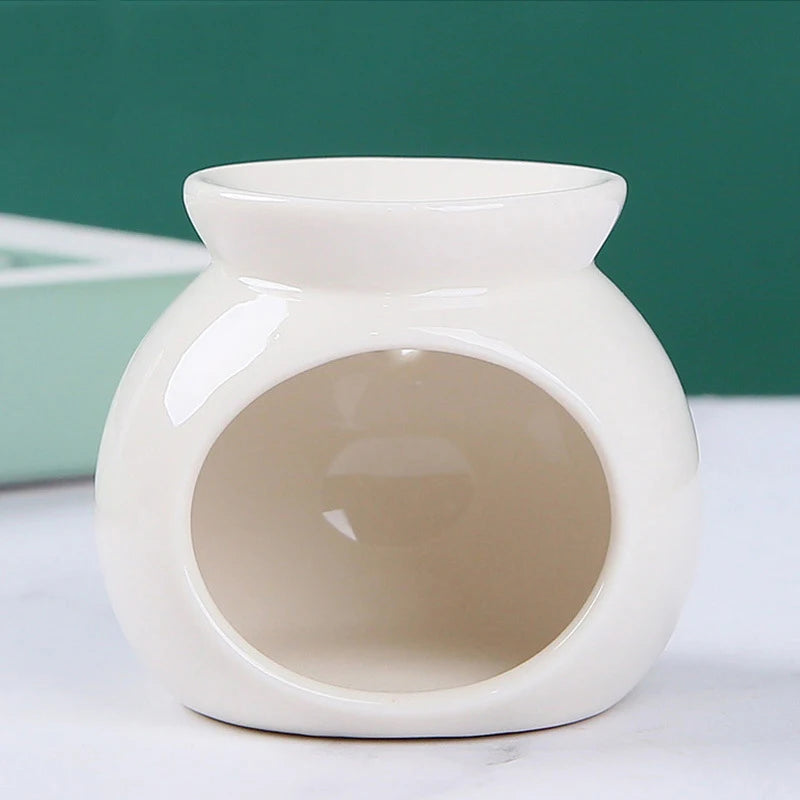 Porcelain Aroma Burner Essential Oil Furance Mini Candle Holder Solid Color Ceramic Crafts Fragrance Item Living Room Home Decor