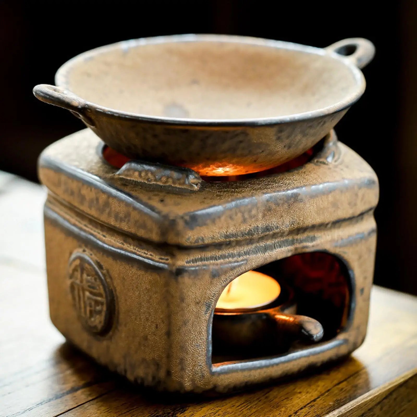 Aroma Burner with Candle Spoon Modern Fragrance Ceramic Ornament Aromatherapy Diffuser Wax Melt Cubes Candle Burner for Bedroom