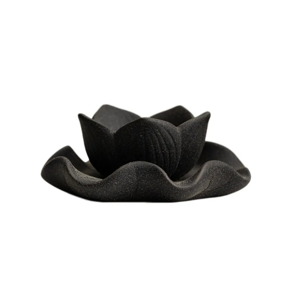 Ceramic Lotus Candle Holder Meditation Decorative Flower Candlestick Artistic Vintage Zen Style Candle Cup Indoor Use