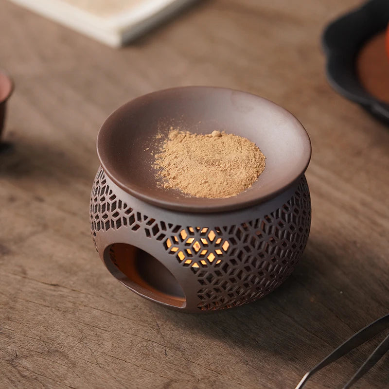 Ceramic Carved Incense Burner Indoor Aromatherapy Diffuser Essential Oil Burning Scent Spreader Can Be Used as Incense Powder B
