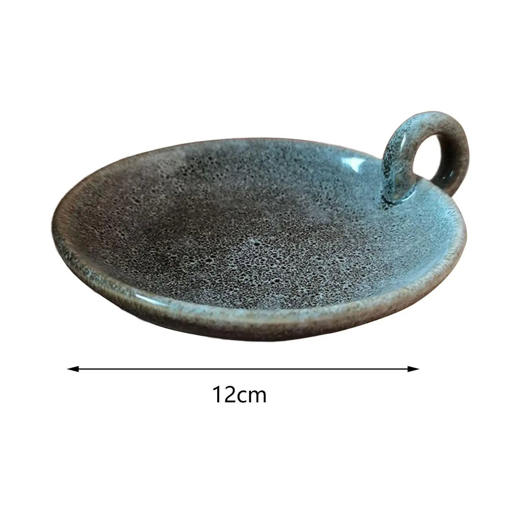 Ceramic Candle Plate with Handle Candle Holder Candlestick Centerpiece for Christmas Party Festival Mantle Home Dining Room