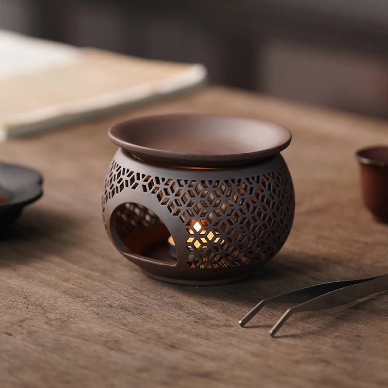 Ceramic Carved Incense Burner Indoor Aromatherapy Diffuser Essential Oil Burning Scent Spreader Can Be Used as Incense Powder B