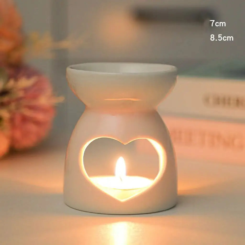 Ceramic Tealight Oil Burner, Hollow Out Aromatherapy Wax Melt Warmer, Candle Holder for Home Decor, Spa, Yoga, Gift