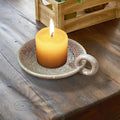 Ceramic Candle Plate with Handle Candle Holder Candlestick Centerpiece for Christmas Party Festival Mantle Home Dining Room