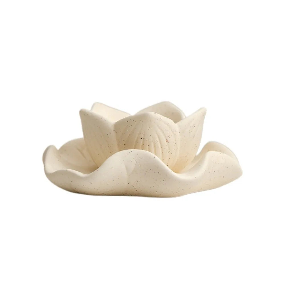 Ceramic Lotus Candle Holder Meditation Decorative Flower Candlestick Artistic Vintage Zen Style Candle Cup Indoor Use