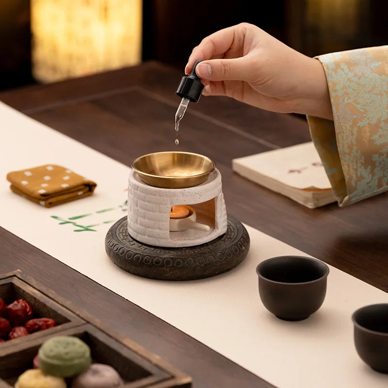 Ceramic Aromatherapy Diffuser Oil Warmer and Candle Heater for Home Use Incense Coffee Powder Relaxation Meditation Room Decor