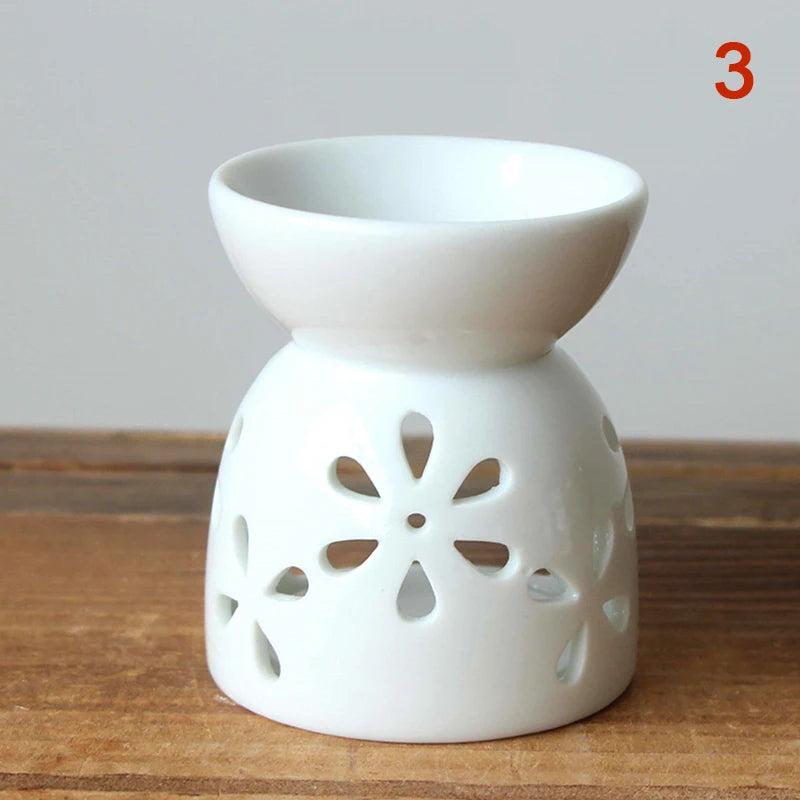 Porcelain Aroma Burner Essential Oil Furnace Mini Candle Holder Solid Color Ceramic Crafts Aromatherapy Diffuser Home Decor