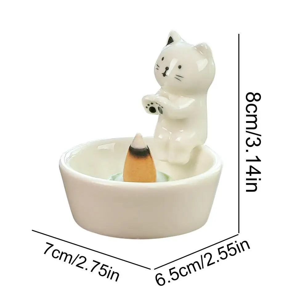 Cat Candle Holder Cute Cone Incense Burner Incense Tray Elegant Ceramic Stick Incense Holder Incense Cone Holder Decoration