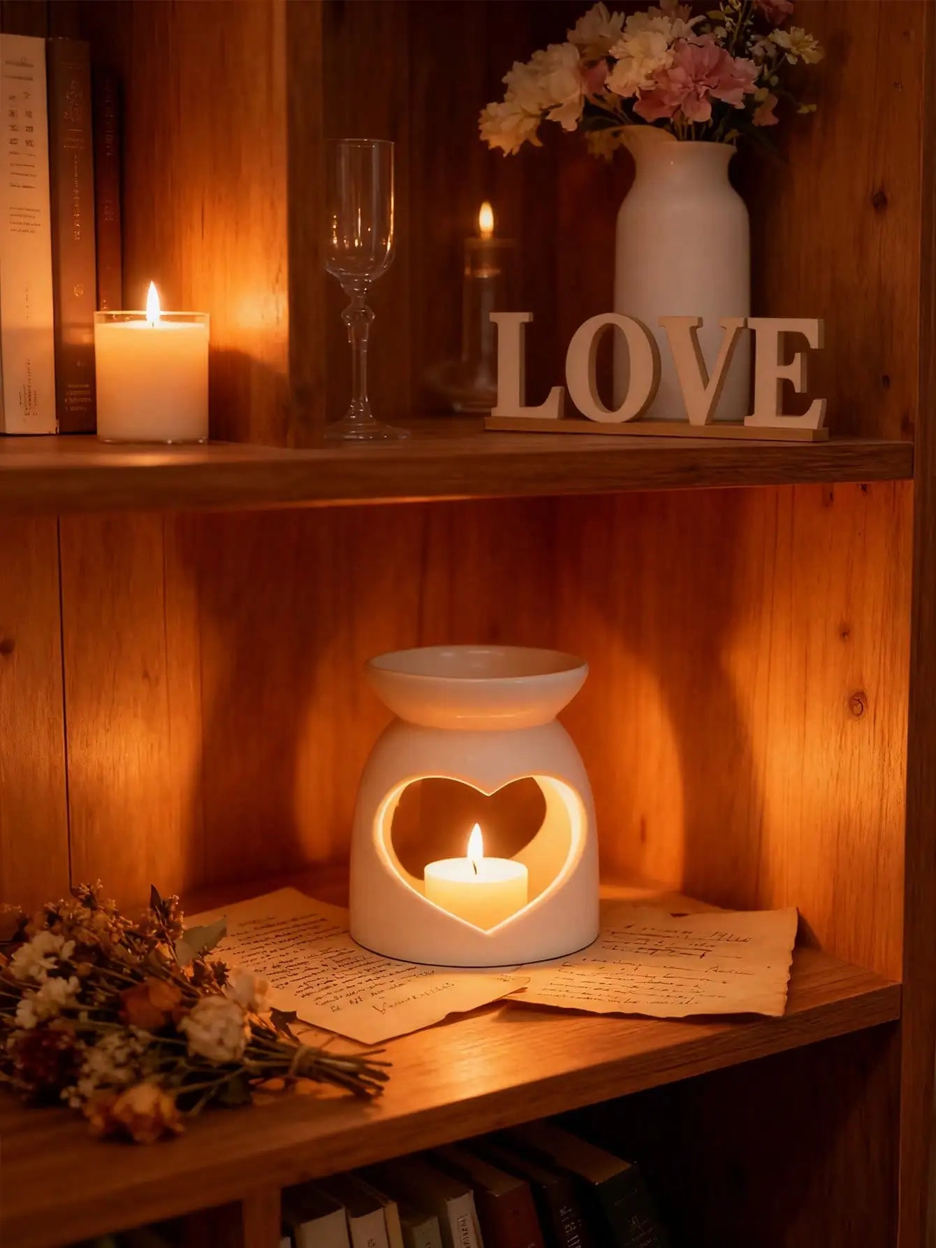Ceramic Tealight Oil Burner, Hollow Out Aromatherapy Wax Melt Warmer, Candle Holder for Home Decor, Spa, Yoga, Gift