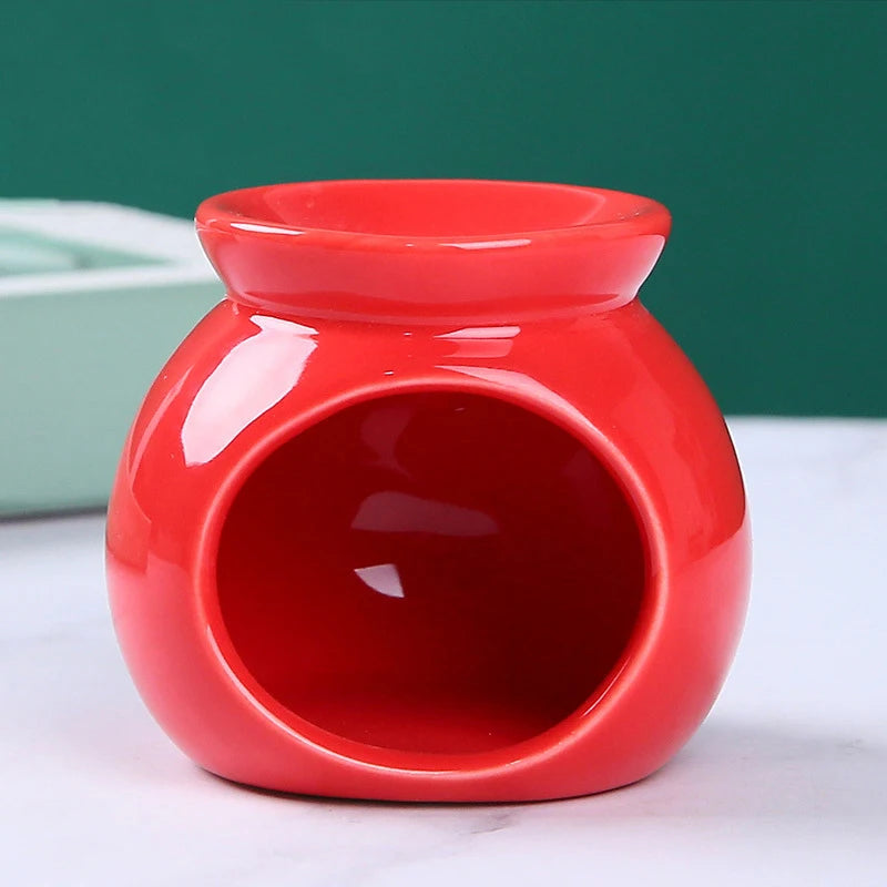 Porcelain Aroma Burner Essential Oil Furance Mini Candle Holder Solid Color Ceramic Crafts Fragrance Item Living Room Home Decor