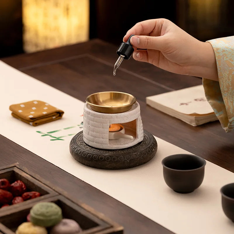 Ceramic Aromatherapy Diffuser Oil Warmer and Candle Heater for Home Use Incense Coffee Powder Relaxation Meditation Room Decor