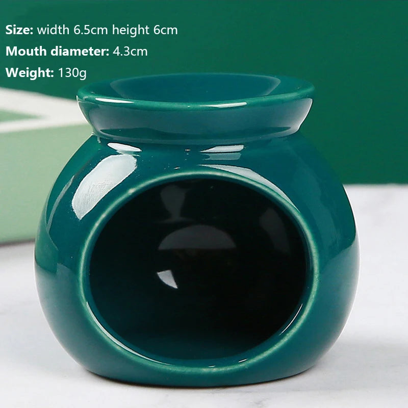 Porcelain Aroma Burner Essential Oil Furance Mini Candle Holder Solid Color Ceramic Crafts Fragrance Item Living Room Home Decor