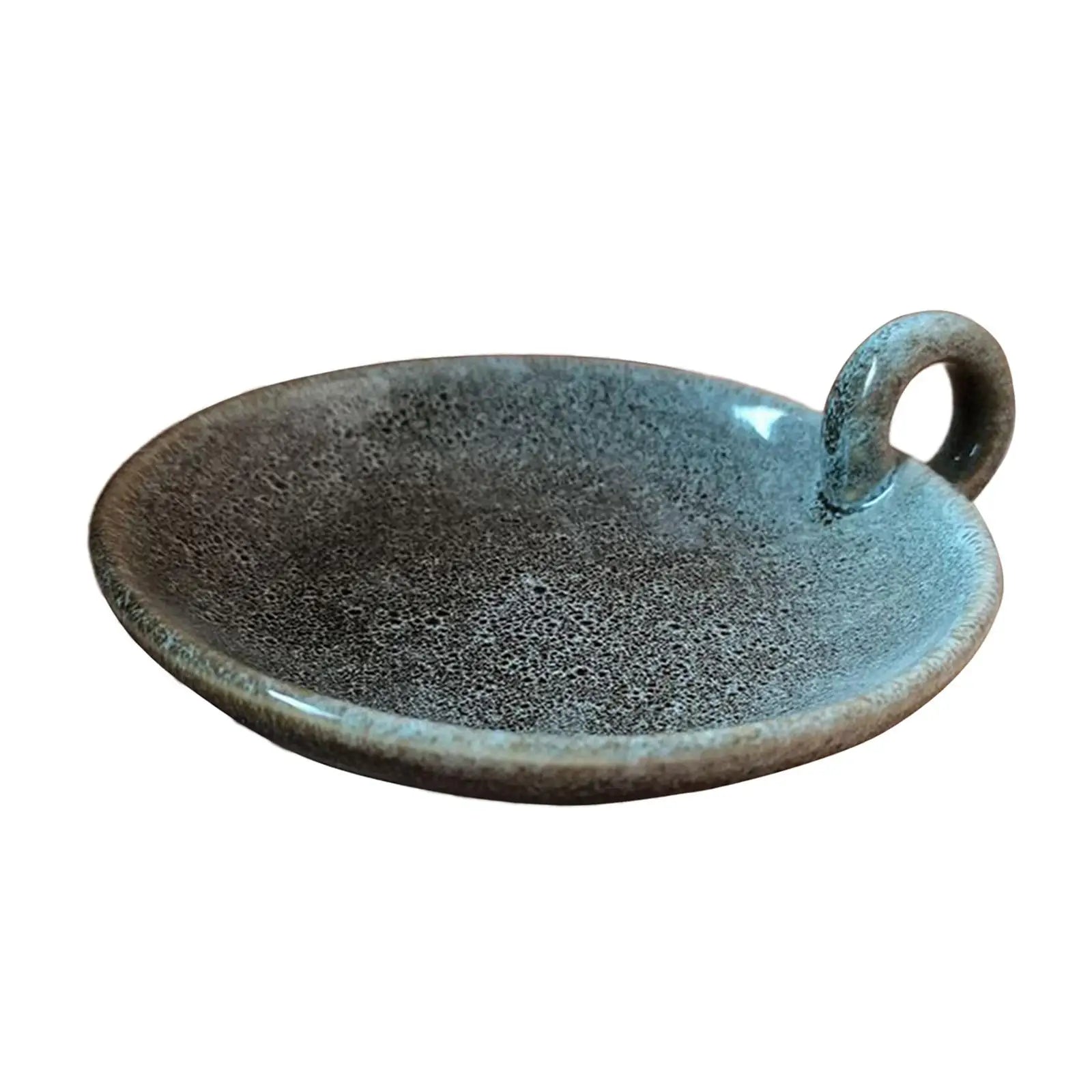 Ceramic Candle Plate with Handle Candle Holder Candlestick Centerpiece for Christmas Party Festival Mantle Home Dining Room