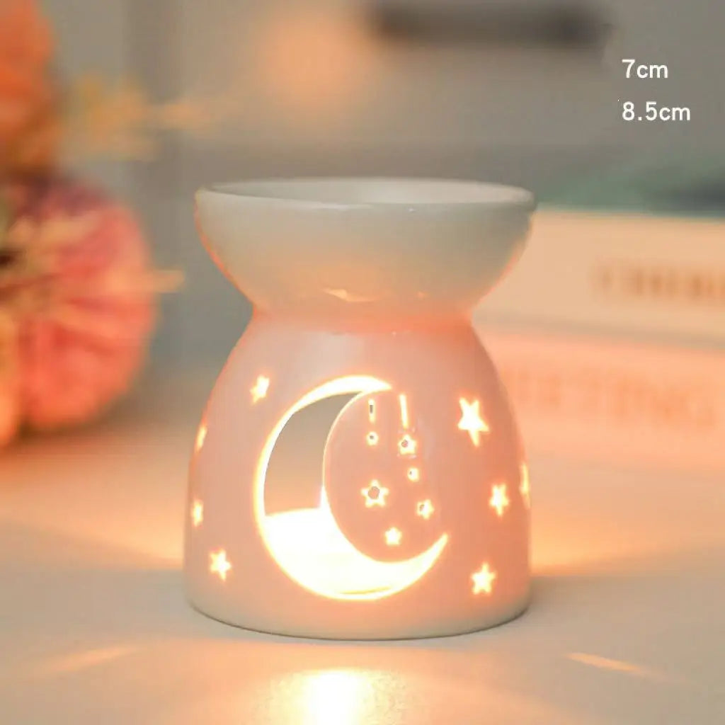 Ceramic Tealight Oil Burner, Hollow Out Aromatherapy Wax Melt Warmer, Candle Holder for Home Decor, Spa, Yoga, Gift