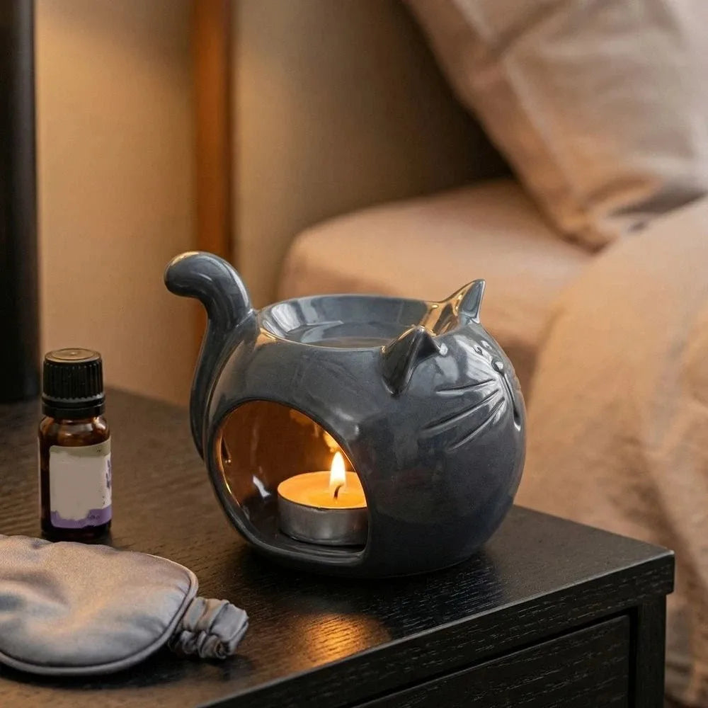 Ceramic Incense Burner Cartoon Animal Hollow Out Essential Oil Burner Heat-resistant Candle Heating Holder Spa Meditation